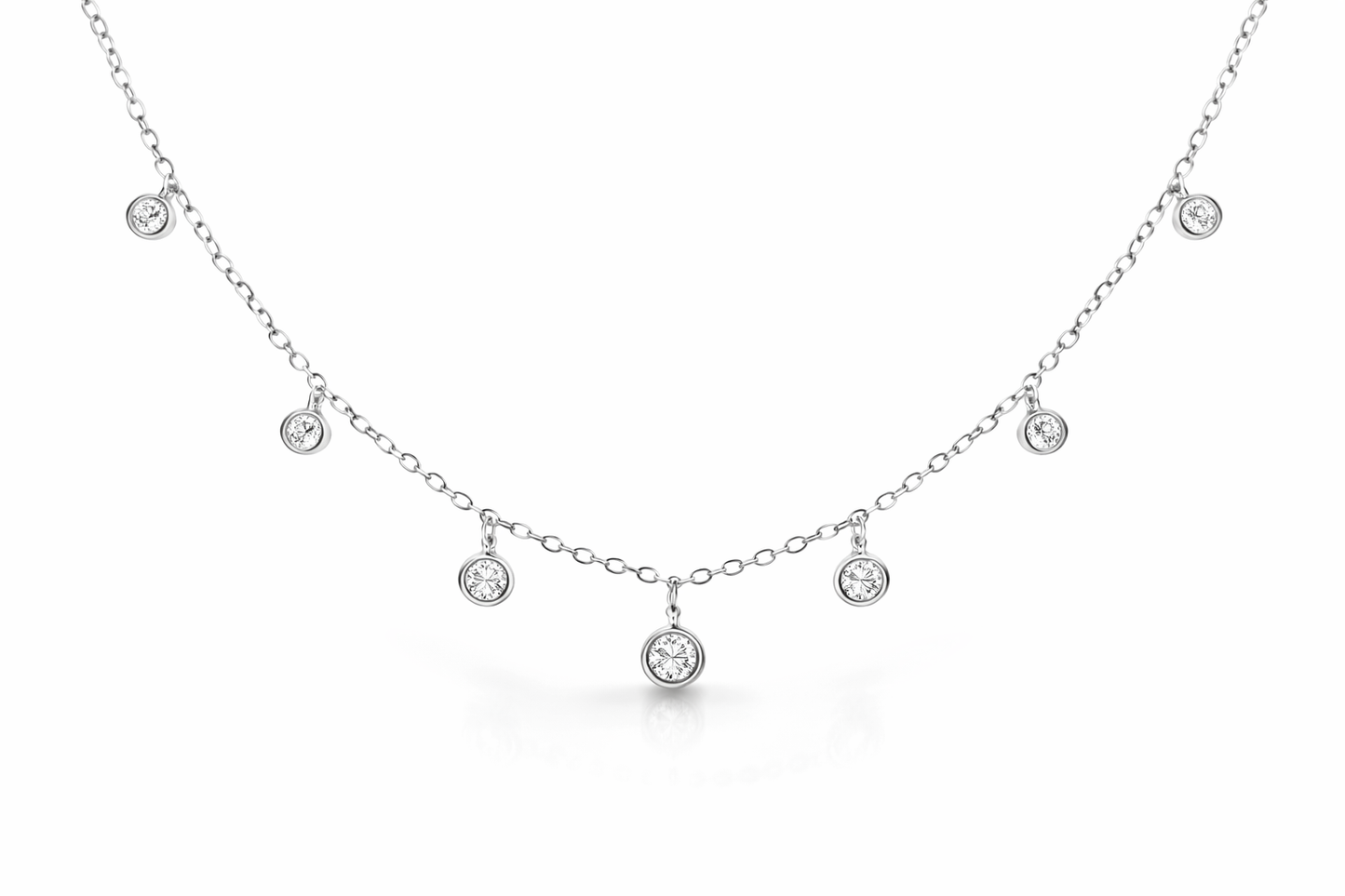 0.42CT  Diamond by The Yard Necklace 14k White Gold