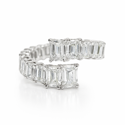 5.56CT Emerald Cut Diamond Ring 18k White Gold
