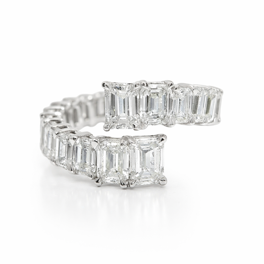 5.56CT Emerald Cut Diamond Ring 18k White Gold