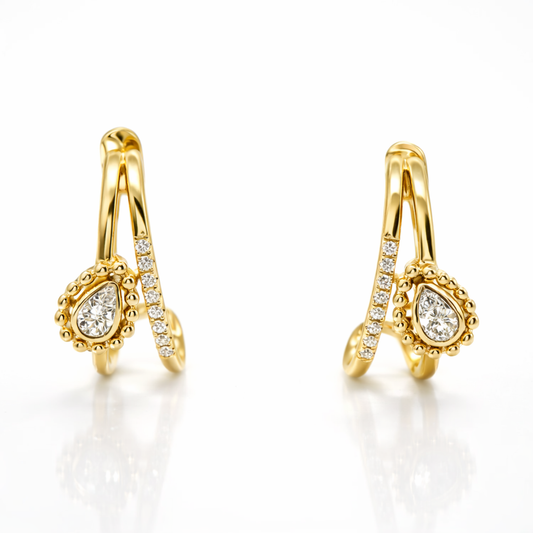 0.12CT Diamond 14k Yellow Gold Earring