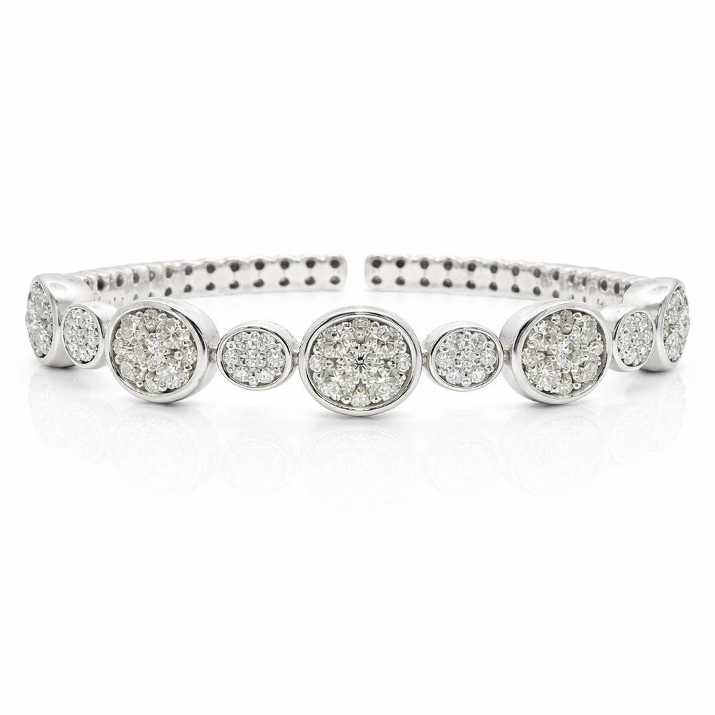 3.04CT Diamond Bangle 14k White Gold