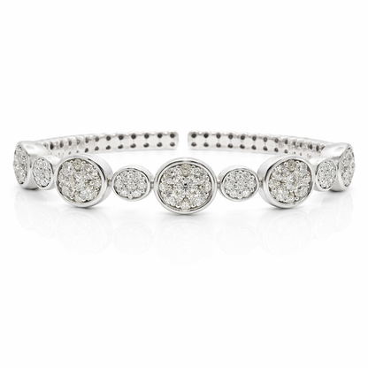 3.04CT Diamond Bangle 14k White Gold