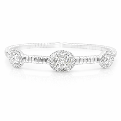1.60CT Diamond Bangle 14k White Gold