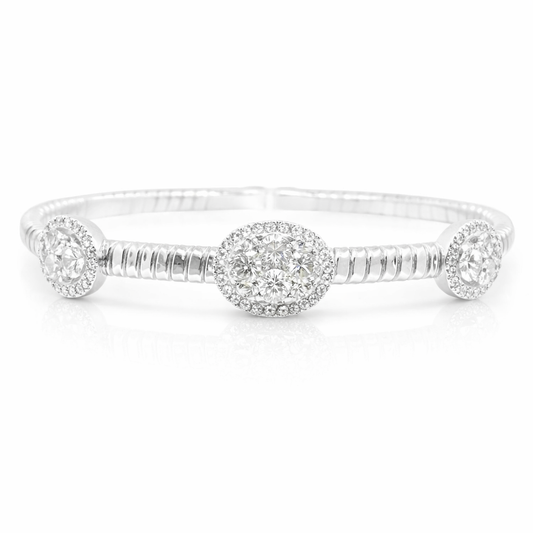 1.60CT Diamond Bangle 14k White Gold