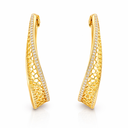0.78CT Diamond HOOP 14k Yellow Gold Earring