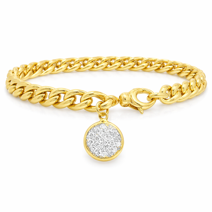 0.26CT Diamond Chain Links Fashion Bracelet 18k yellow Gold