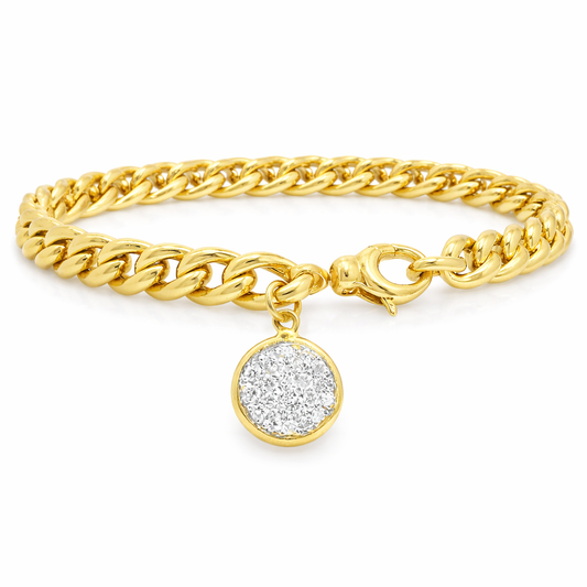 0.26CT Diamond Chain Links Fashion Bracelet 18k yellow Gold