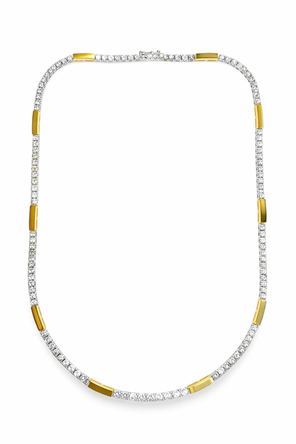 6CT Two Tone Diamond Necklace with 14k Plain Gold