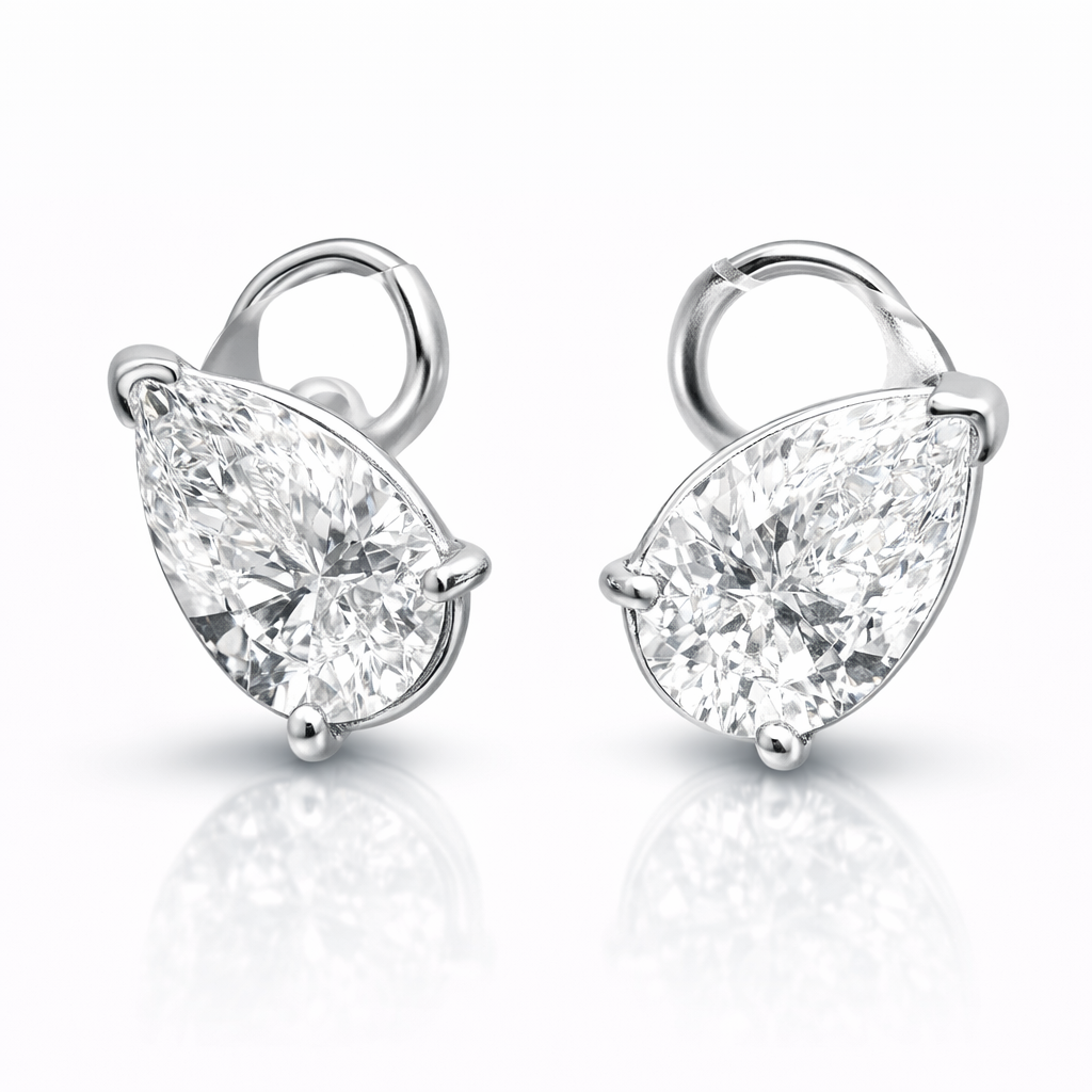 5.10CT Pear Shape Stud Earring 14k White Gold