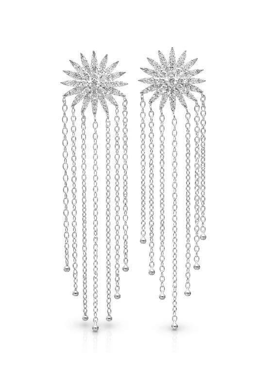 0.96Ct Diamond Starburst Earring 14k White Gold