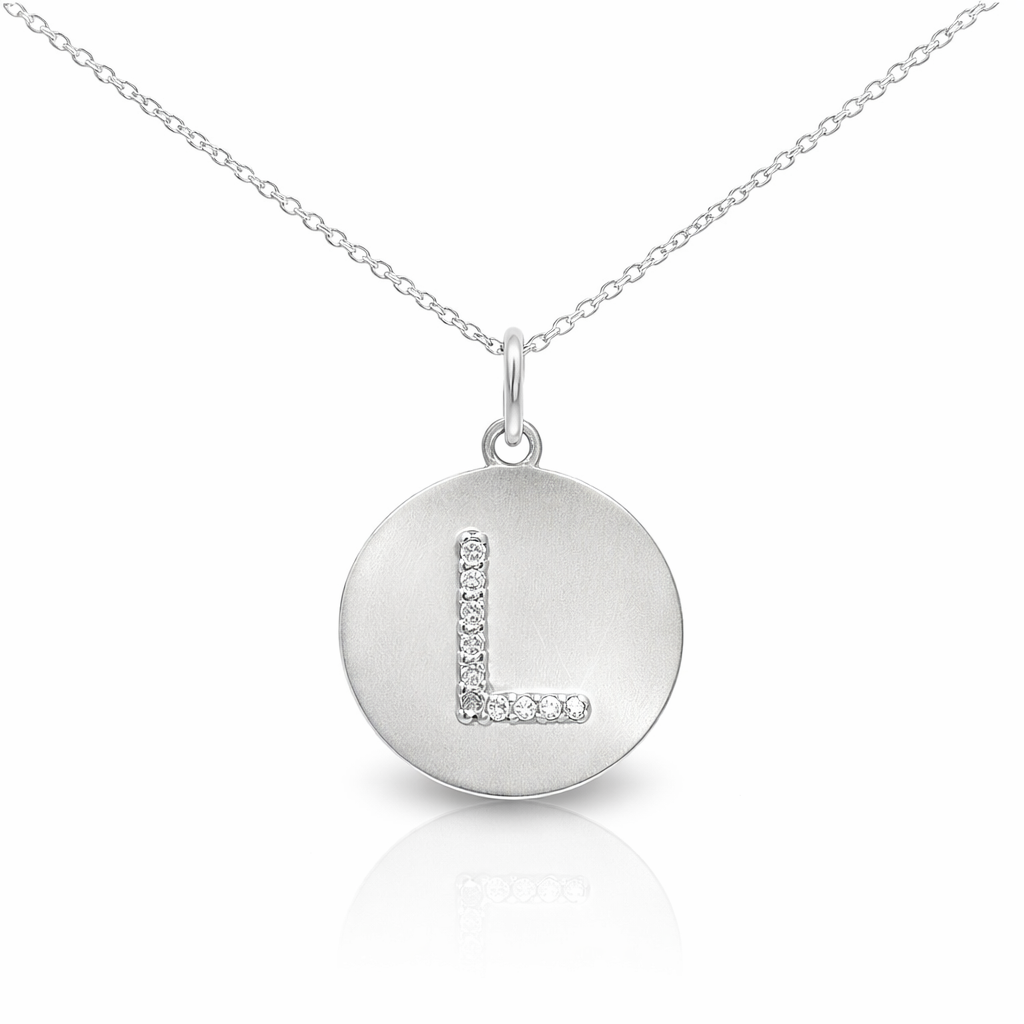 0.06CT Diamond L Letter Pendant 14k White Gold