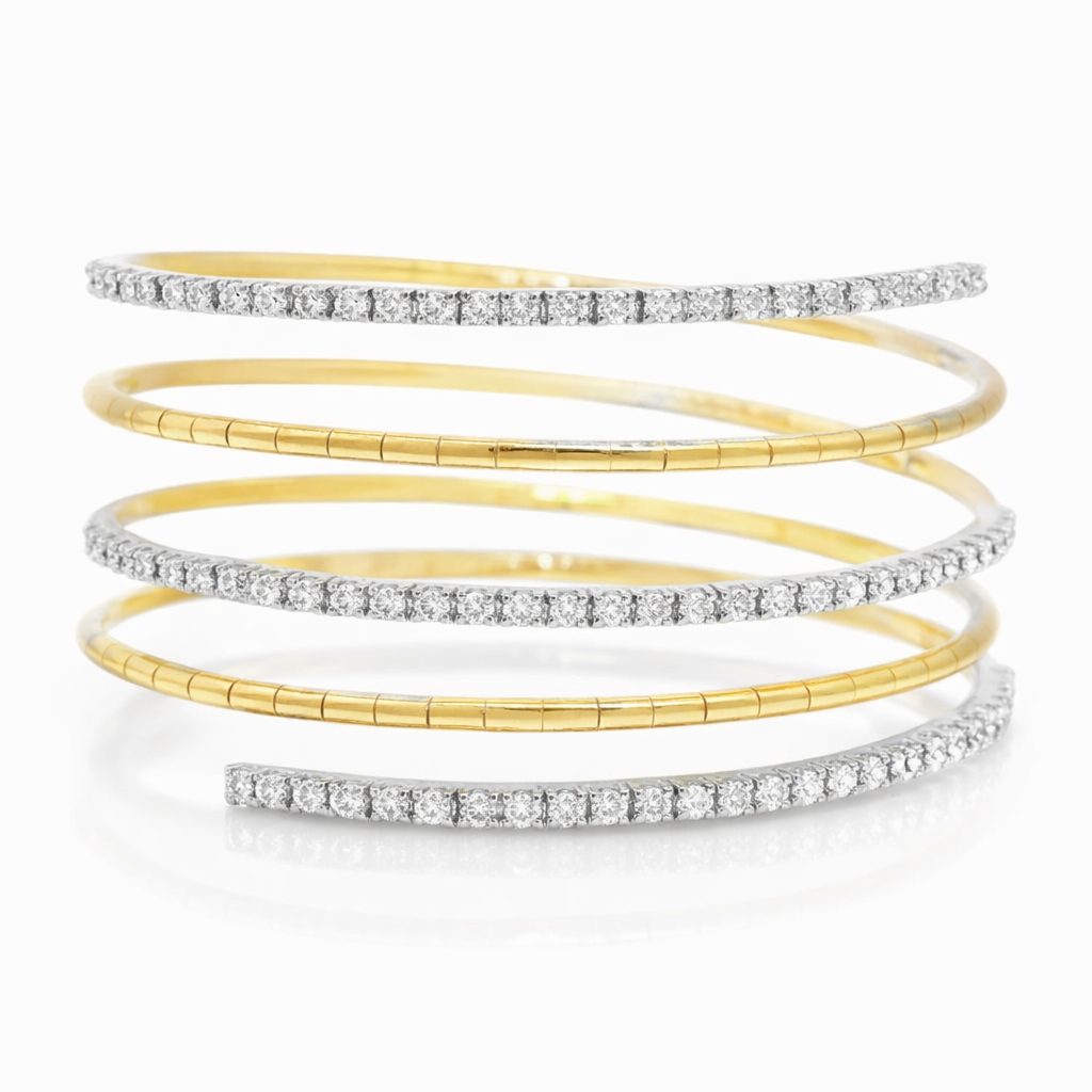 1.82CT Diamond Bangle 14k Yellow Gold