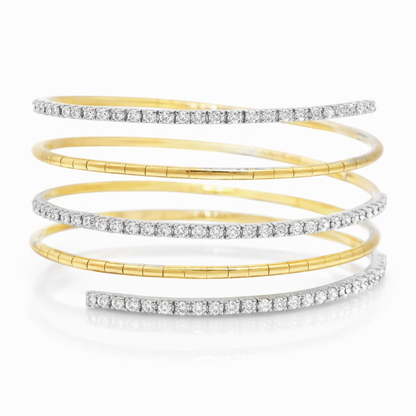 1.82CT Diamond Bangle 14k Yellow Gold