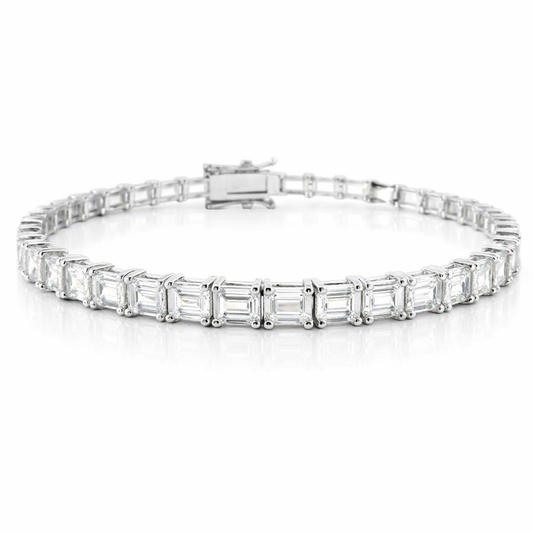 5.97CT Emerald Cut Lab Diamond Tennis Bracelet 14K Gold