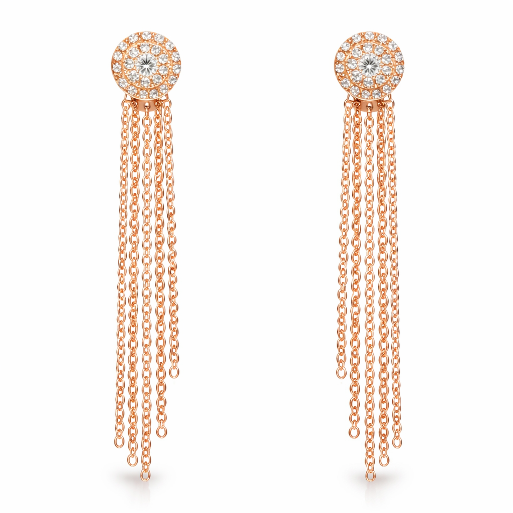 0.24CT Diamond Bar 14k Rose Gold Earring