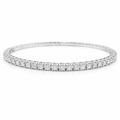 3.95CT Diamond Stretch Bangle 18k White Gold
