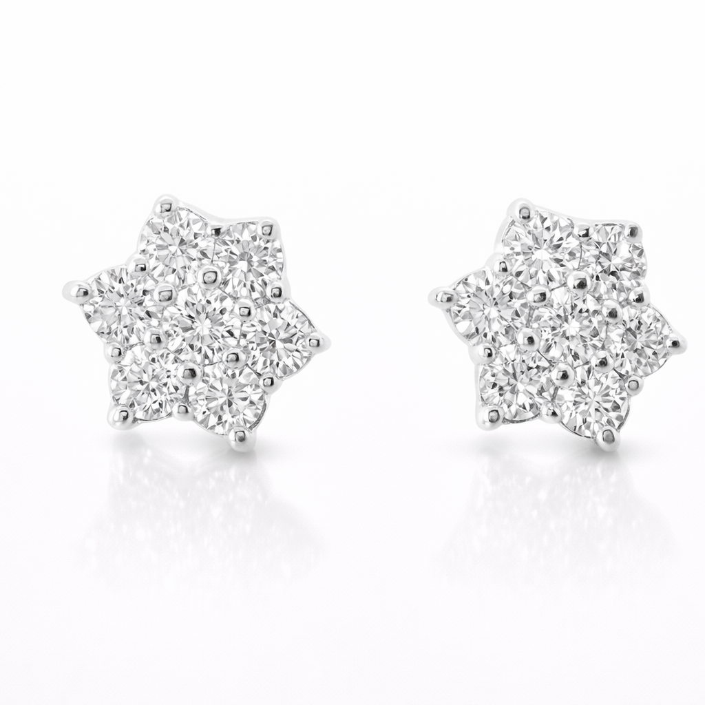 1.25CT Diamond  14k  White Gold Earring