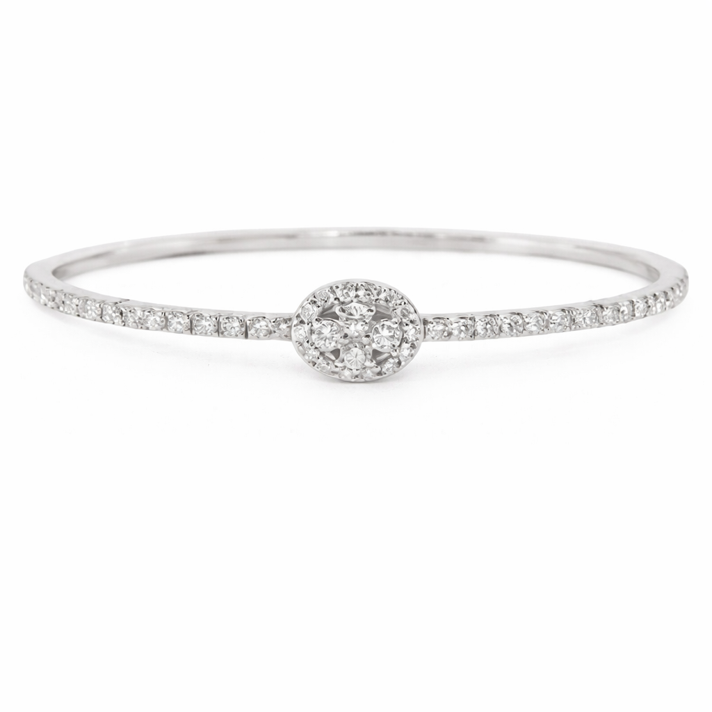 1.08CT Diamond Bangle 18k White Gold