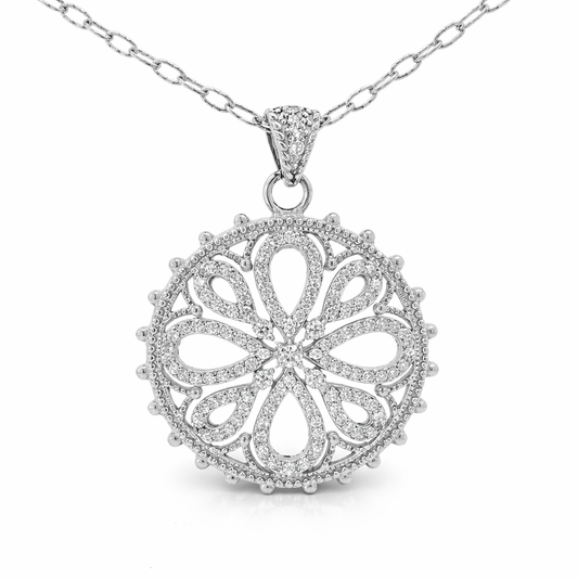 1.40CT Diamond Pendant 14k White Gold