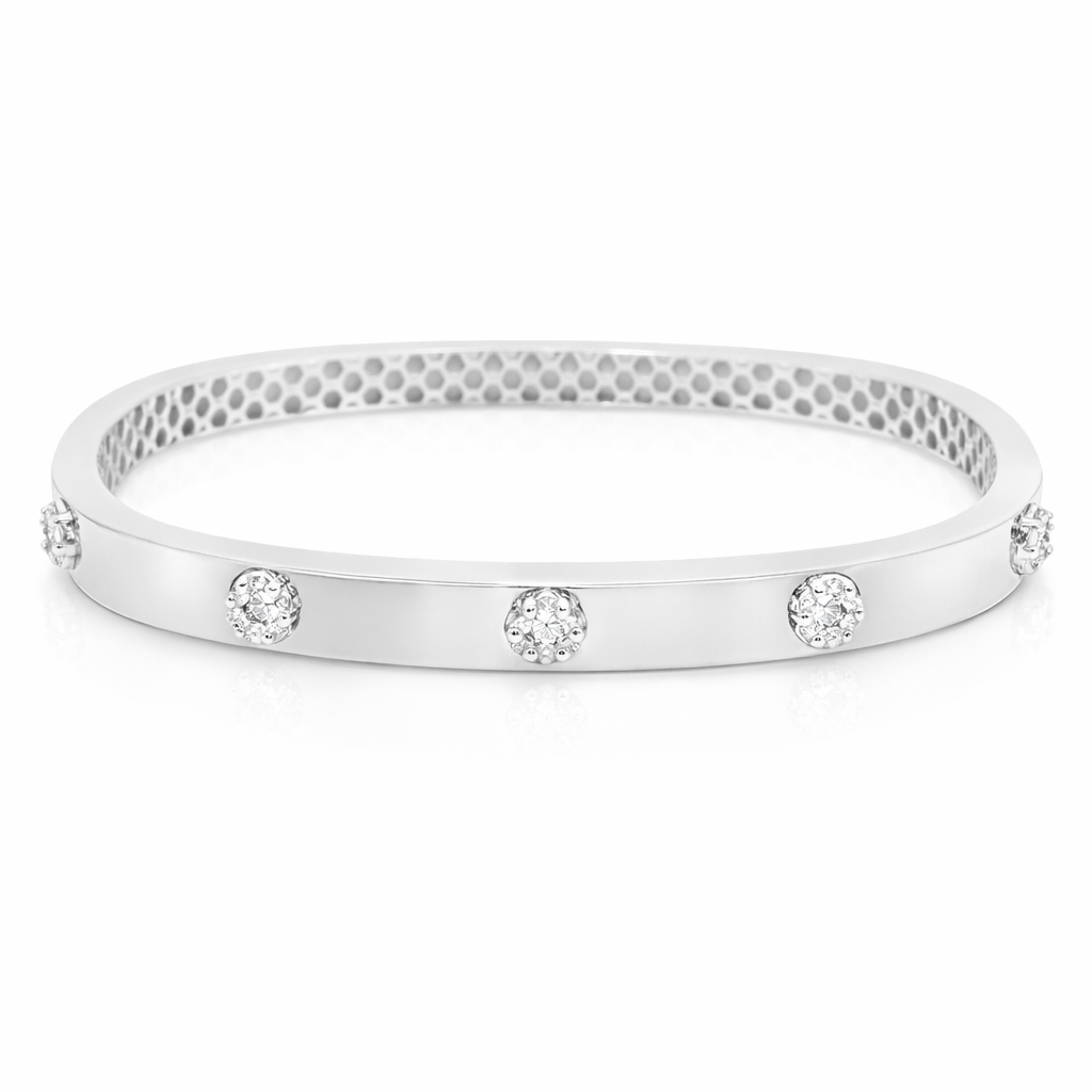 0.53CT Diamond Bangle 14k White Gold