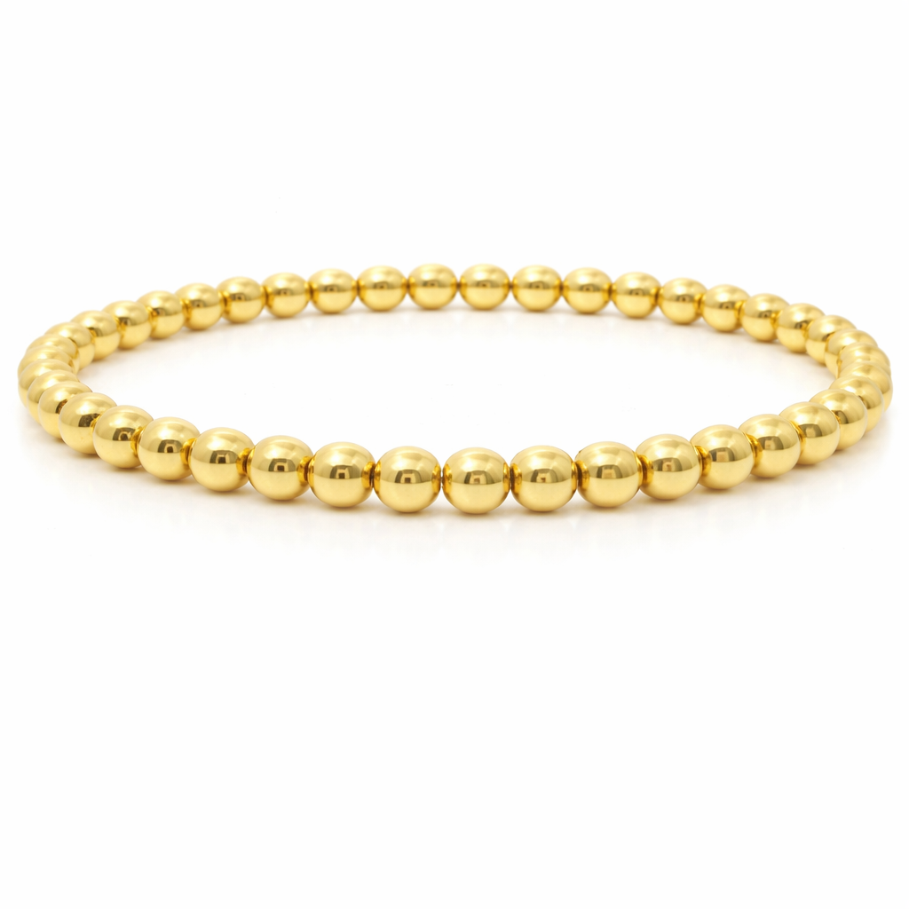 Plain Gold Beads Stretch Bangle 14k Gold