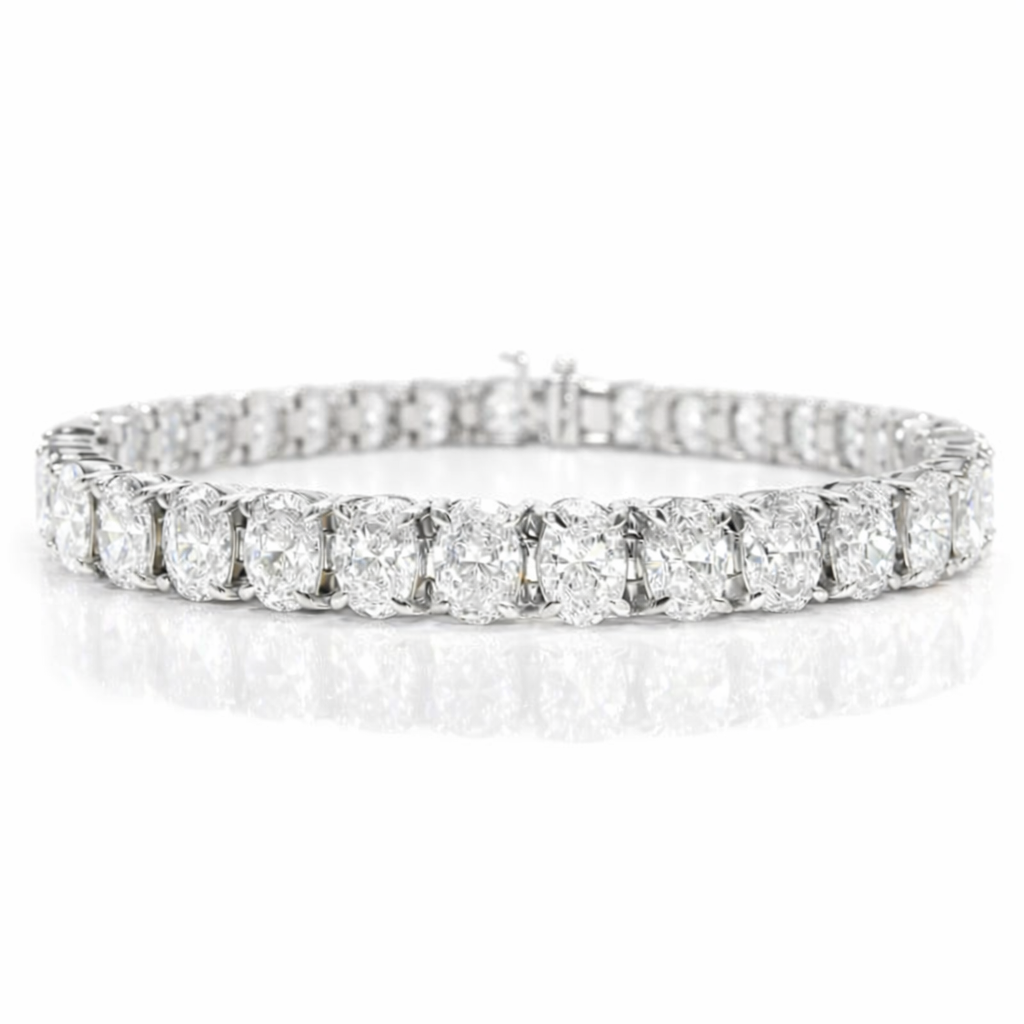15.12CT Oval Lab Diamond Bracelet 14k White Gold