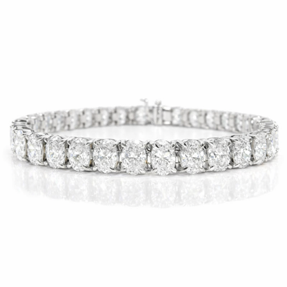 15.12CT Oval Lab Diamond Bracelet 14k White Gold