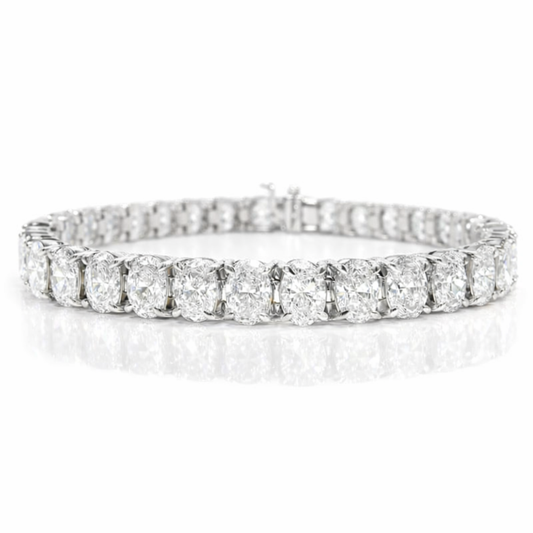 15.12CT Oval Lab Diamond Bracelet 14k White Gold