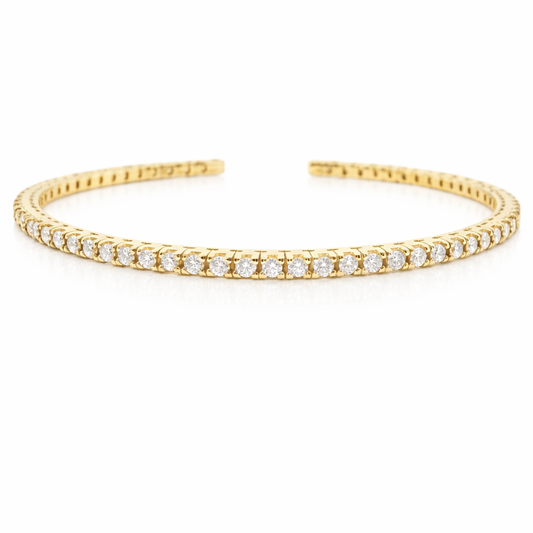 1.74CT Diamond Bangle 14k Yellow Gold