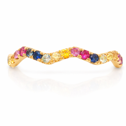 0.35CT Mix Sapphire Ring 14k Yellow Gold