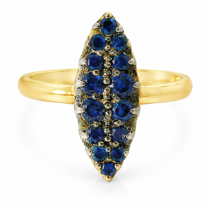 0.71CT Blue Sapphire Ring 14K Yellow Gold