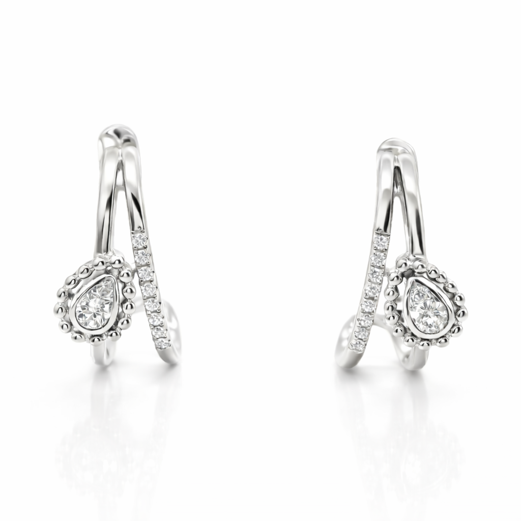 0.12CT Diamond Earring 14k White Gold