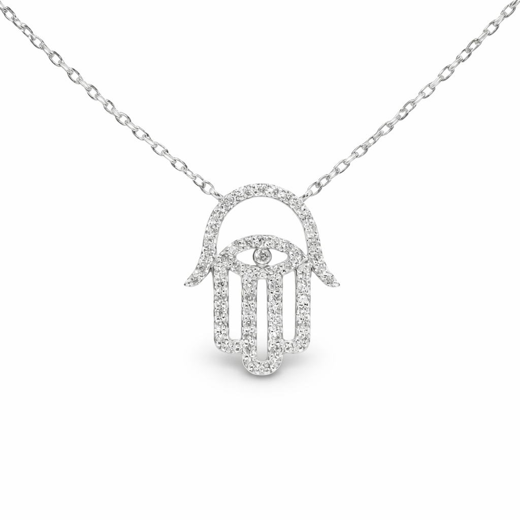 0.38CT Diamond Palm Pendant 14k White Gold