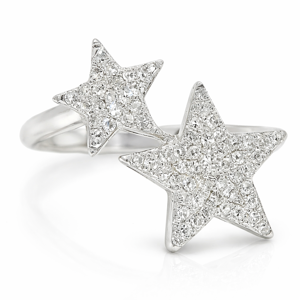 0.22ct Diamond Star Ring 14k White Gold