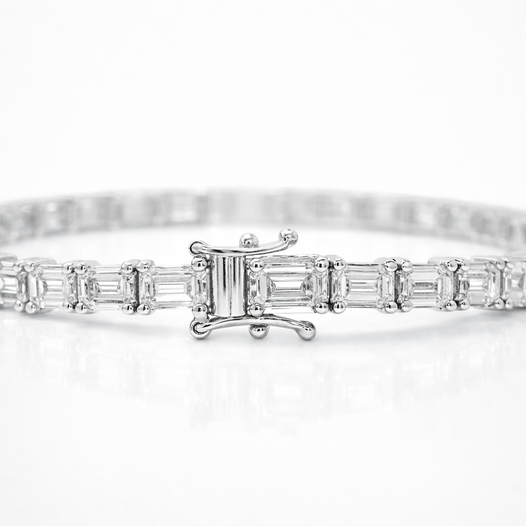 10.68CT Emerald Cut Lab Diamond  Bracelet 14K White