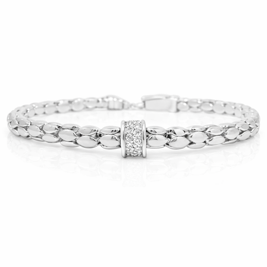 0.29CT Diamond Bangle 14k White Gold