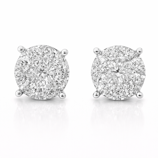 1.57CT Diamond Earring 14k White Gold