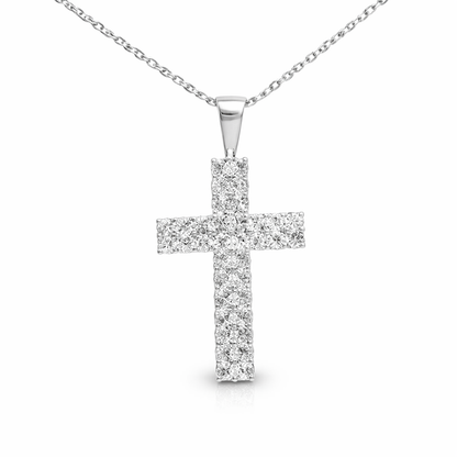 1.59CT Diamond Cross Pendant 14k White Gold