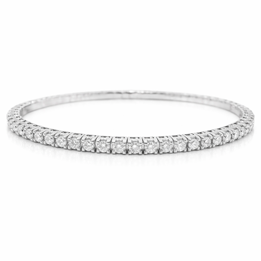 3.90CT Diamond Stretch Bangle 18k White Gold