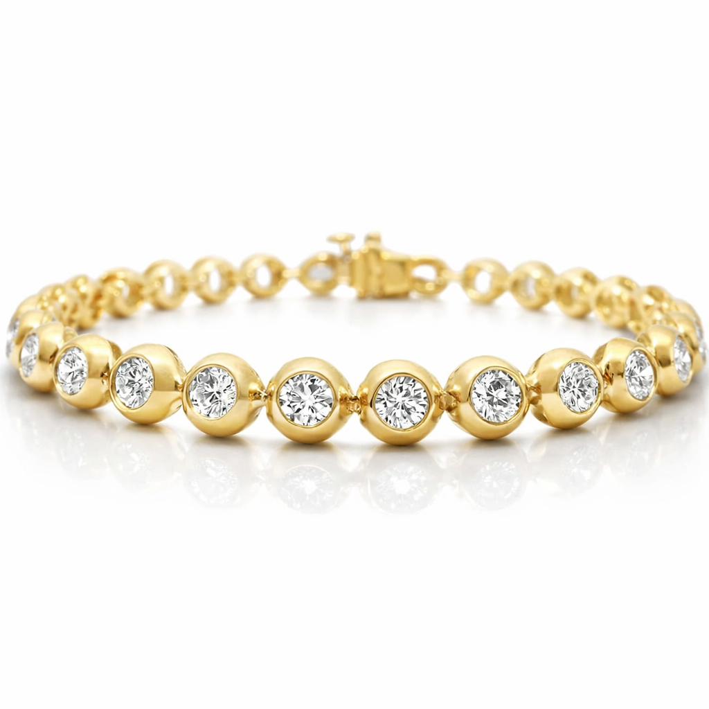 3.93CT Lab Diamond Bracelet 14k Yellow Gold
