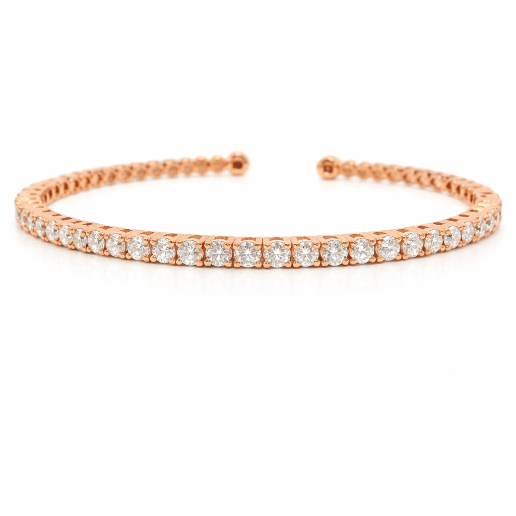 2.82CT Diamond Bangle 14k Rose Gold