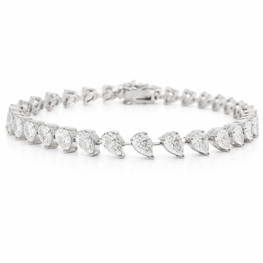 6.47CT Pear Shape Lab Diamond Bracelet 14k White Gold