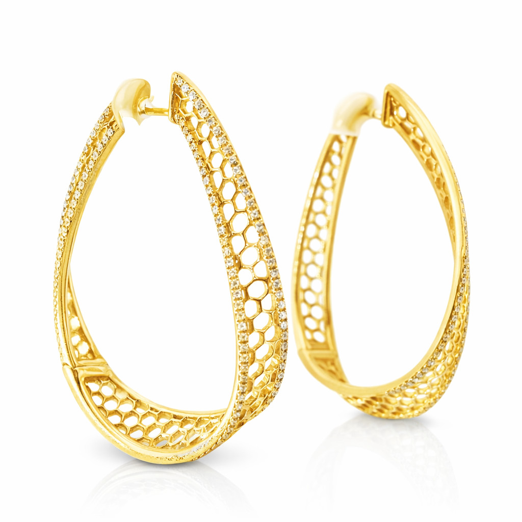 0.78CT Diamond HOOP 14k Yellow Gold Earring