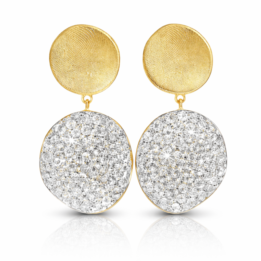 1.88CT Diamond Disc Fashion Earring 14k Yellow Gold