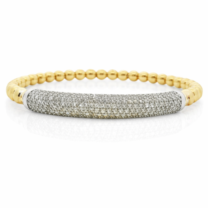 2.17CT Diamond Stretch Bangle 14k Yellow Gold