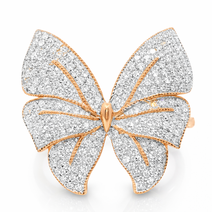 0.54CT Butterfly Diamond Ring 14K Rose Gold