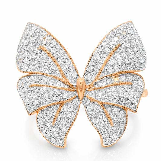 0.54CT Butterfly Diamond Ring 14K Rose Gold