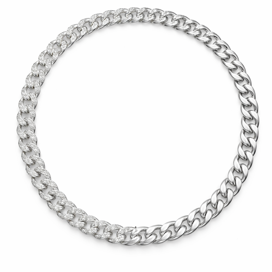 6CT Diamond Cuban Chain Link Necklace 14K White Gold