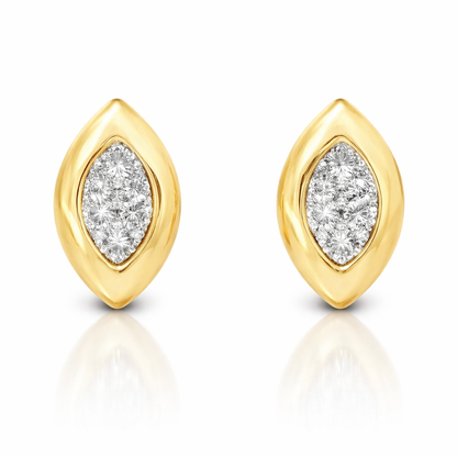 0.33CT Diamond  14k Yellow Gold Earring
