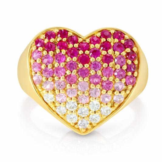 0.18CT Diamond and 1.10CT Pink Sapphire Ring 14K Yellow Gold